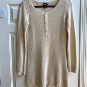 Ivory cashmere waffle knit sweater dress